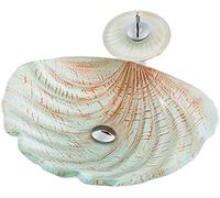 Lavabo da appoggio lavabo da bagno a forma di conchiglia con rubinetto e scarico combinato, vasca da bagno lavabo in vetro temperato da appoggio, lavabo sopra il lavandino artistico (colore: stile a)