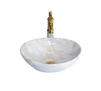 Lavabo da Appoggio Lavandini da bagno piccoli Lavabo da appoggio in ceramica con struttura in marmo imitazione di alta qualità con accessori Lavandino da Bagno