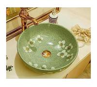 lavabo da appoggio Originale, lavabo pietra circolare cucina europea in pietra ceramica con foro di overflow e lavandino del rubinetto 40 * 14cm, Suit