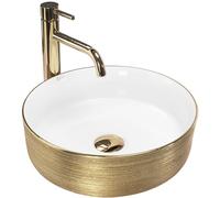 Lavabo Da Appoggio Rea Sami White Brush Gold