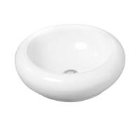 Lavabo Da Appoggio Tondo 44 Cm Vaschetta in Ceramica Bianco Senza Foro Bacinella