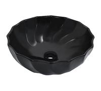 Lavabo da bagno, 46 x 17 cm, in ceramica nera, per bagno e ospiti, facile da pulire e installare, design moderno