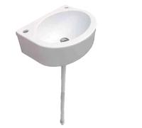 Lavabo Da Bagno Compatto A Parete 45X34 Cm, Lavabo Ovale Elegante Per Guardaroba Con Set Di Scarico Da 150 Cm Per Mobiletto Da Bagno, Design Elegante Bianco, Soluzione Salvaspazio, Whitebwater, Tubo