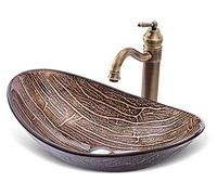 Lavabo da bagno, lavabo da appoggio, lavabo artistico con rubinetto in rame, set di scarico pop-up