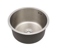 Lavabo da cucina rotondo argento 304, in acciaio inox 304, drenaggio rapido, fori per troppopieno, tubo di scarico a forma di S, con cestino, coperchio di scarico, per casa, ristoranti, cantine