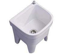 Lavabo da Esterno in Ceramica con Scarico One-Touch, Lavandino da Esterno Giardino per Lavanderia, Garage, Studio D'arte, Serra