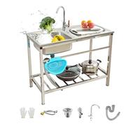 Lavabo Da Esterno Lavello Cucina Commerciale Indipendente Lavello in Acciaio Inox 1 Vasca, Lavabo di Utilità con Rubinetto E Gocciolatoio, Robusto E Stabile, Lavabo Lavanderia (Size : 75x40xH75cm)