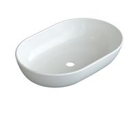 Lavabo di design in ceramica, bianco, ovale, 60 x 42 cm, moderno, per sottolavabo, lavabo, lavandino a mano, senza foro per rubinetto