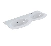 Lavabo Diana in resina ad incasso vasca singola ad incasso frontale curvo - CONFEZIONE: 1 pz., Colore: Bianco Lucido, Versione: Vasca Doppia, Dimensione: 138x52x1.2 cm