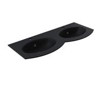 Lavabo Diana in vetro ad incasso vasca singola ad incasso - CONFEZIONE: 1 pz., Versione: Vasca Doppia, Colore: Nero Satinato, Dimensione: 138x52x1.5 cm