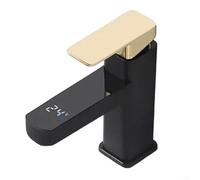 Lavabo digitale sensibile alla temperatura con display intelligente e valvola dell'acqua calda fredda per un controllo accurato della temperatura durante il lavaggio e la doccia (oro nero)
