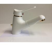 Lavabo Doccia Bianco/Oro, Auszugsbrause,Miscelatore Monocomando,Rubinetto