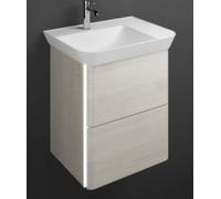 Lavabo en fonte minérale burgbad Iveo avec meuble sous-lavabo, éclairage LED du meuble sous-lavabo inclus, version droite, largeur : 650mm, SFFU065RF2835G0169, SFFU065RF2835G0169, Colorazione: Rovere 