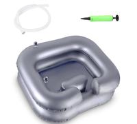 Lavabo gonfiabile portatile con cuscino per la testa, a prova di perdite, supporto per il collo, tubo di scarico per anziani e disabili, grigio