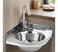 Lavabo In Acciaio Inox,Lavandino Commerciale Con Rubinetto,Lavamani Piccolo Ad Angolo, Lavabo A Muro In Acciaio Inox,Per Cucina, Ristorante, Campeggio, Cantina,Interno E Esterno