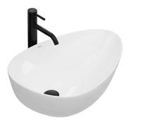 Lavabo in ceramica - Ovale - Bianco - 40 x 56 cm