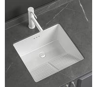 Lavabo in Ceramica Rettangolare per Lavabo da Bagno Vasca Lavanderia con Asse per Lavare con Rubinetto Bianco Gocciolatoio Tubo di Scarico Adatto per Bagni(40.5*46.5*22CM/15.9*18.3*8.7IN)