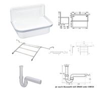 Lavabo IN Ghisa Acciaio Smaltato Bianco Eseguire Est Sifone Officina Giardino