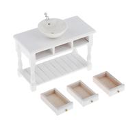 Lavabo in miniatura in scala 1/12 con set di armadietti per accessori per la