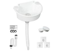 Lavabo in plastica, semplice lavello in plastica, con tubo e scarico per giardino, garage, cantina, camper, lavandino da giardino
