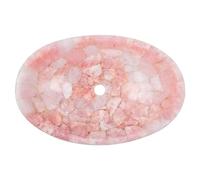 Lavabo in quarzo rosa con look incantevole, lavello da appoggio al quarzo rosa per decorazione di bagni di hotel e ristoranti, 50,8 x 40,6 cm, fatto a mano, in polvere di quarzo, accenti decorativi