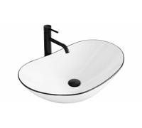 Lavabo lavandino bagno royal in ceramica da appoggio Rea Royal nero edge
