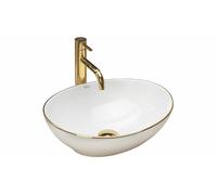 Lavabo lavandino in ceramica da appoggio Rea Sofia gold edge