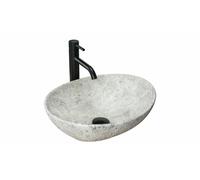 Lavabo lavandino in ceramica da appoggio Rea Sofia light stone