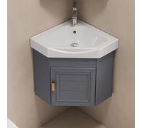 Lavabo, mobiletto angolare per bagno con lavabo, lavabo multiuso a parete, rubinetto combinato acqua calda e fredda, ampio spazio di archiviazione per piccoli spazi, per cucina domestica (grigio scu