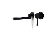 Lavabo nascosto a parete, girevole a 180 gradi, con maniglia singola, vasca da bagno con acqua calda e fredda, rubinetto for lavabo con bocca girevole in ottone(D)