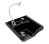 Lavabo per capelli da parrucchiere nero in plastica ABS a parete con filtro serbatoio e collo per parrucchieri, barbieri e saloni di bellezza
