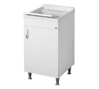 Lavabo Pilozzo Mobile Lavatoio in Legno 50x50 per Lavanderia con Sifone