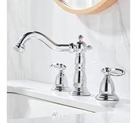Lavabo retrò in ottone caldo e freddo con fori lavabo rubinetto bagno miscelatore a due manopole, oro (colore: nero)