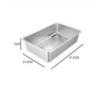 Lavabo Rettangolare in Acciaio con Coperchio per for sicuro in Plastica Argento
