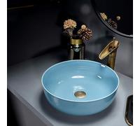 Lavabo rotondo da 41,9 cm con Fau e scolapiatti sopra il bancone, per bagno, vani, piano di lavoro, bacino, ciotola, 41,9 x 41,9 x 14 cm (lunghezza x larghezza x altezza)