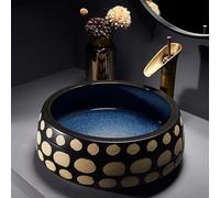 Lavabo rotondo da 41,9 cm con lavello da appoggio Fau e scolapiatti, bacino sopra il bancone, perfetto per bagni moderni