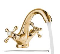 Lavabo Rubinetto Da Cucina Regolato Batteria Miscelata Da Cucina A Batteria | Rubinetto Di Lavaggio In Ottone Foro Singolo, Rubinetto Miscelatore A Doppia Maniglia Con Tubo A 60 Cm Sostituzione Fredda