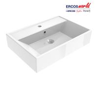 Lavabo sospeso rettangolare in ceramica, con troppo pieno CUBA - Dimensioni 60 x