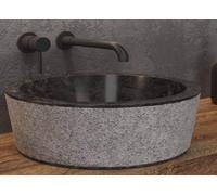 Lavabo Tondo Per Bagno In Marmo Naturale Grigio/Nero