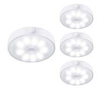 LAVAED Confezione da 4 luci automatiche per armadio, sensore di movimento, luci LED per dispensa, per interni, luce bianca fredda, ricaricabile, 6000 K, per corridoio, bagno, cucina, armadio