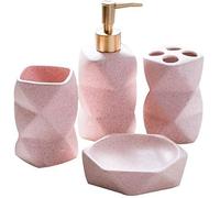 Lavaggi e bagni in ceramica Set regalo da 4 pezzi for articoli bagno lavaggi Tazza for collutorio(Pink,4 piece set)