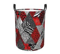 Lavaggio Borsa Zebra Tiger Leopard Red, Ceste Portabiancheria Stabile Cesto Biancheria Sporca Antipolvere Cesto Porta Biancheria Per Dorms Giocattoli 34X42Cm