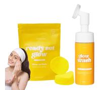 Lavaggio del - detergente per faccia in schiuma radiante con cuscinetti detergenti, lavaggio della pelle illuminante | Scrub per il quotidiano, idratante in schiuma esfoliante quotidiana,