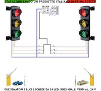 Lavaggio Semaforo 3 Luci da 24 Led Rossa Gialla Verde Comando Manuale 24 Vca 3 W