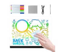 Lavagna a LED, cancellabile a secco, blocchi da 20 x 20 cm con struttura robusta, luce touch control, scrittura moderna con stile colorato, accessori per lo studio per bambini, notte, casa, ufficio