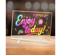 Lavagna a LED con 7 colori, lavagna da disegno a LED per bambini, in acrilico, per scrivere messaggi, scarabocchiare, promemoria da scrivania, con penna in 7 colori, regalo di Natale e compleanno (40