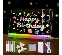 Lavagna a LED con colori, 30 x 20 cm, 5 modalità e 7 colori LED tavolo da disegno per bambini con supporto invisibile, il miglior regalo per festa della mamma, festa del papà, compleanno, matrimonio