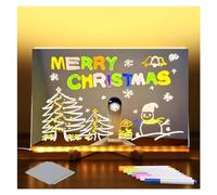 Lavagna a LED con colori, lavagna in acrilico incandescente con luce, lavagna cancellabile a secco con supporto come bacheca luminosa in vetro trasparente (dimensioni: 19,8 x 19,8 cm)