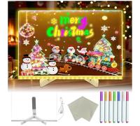 Lavagna a LED con Penna a 7 Colori, Lavagna Luminosa in Acrilico per Scrivere Messaggi Arte Creativa da Scrivania Magica Cancellabile a Secco per Scrivania Ufficio Bar Scuola e Casa Bacheca