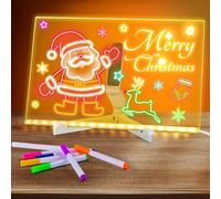 Lavagna a LED con penne colorate, 30 × 20 cm, lavagna luminosa in acrilico con luce gialla calda, lavagna da disegno e scrittura alimentata tramite USB, con 7 penne colorate, per bambini, casa